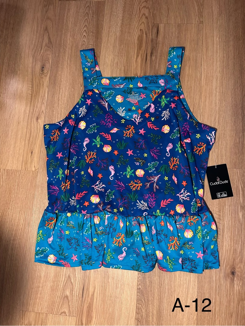 Cuddl Duds Coastal Sea Life Peplum Pajama Tank Top Women’s L